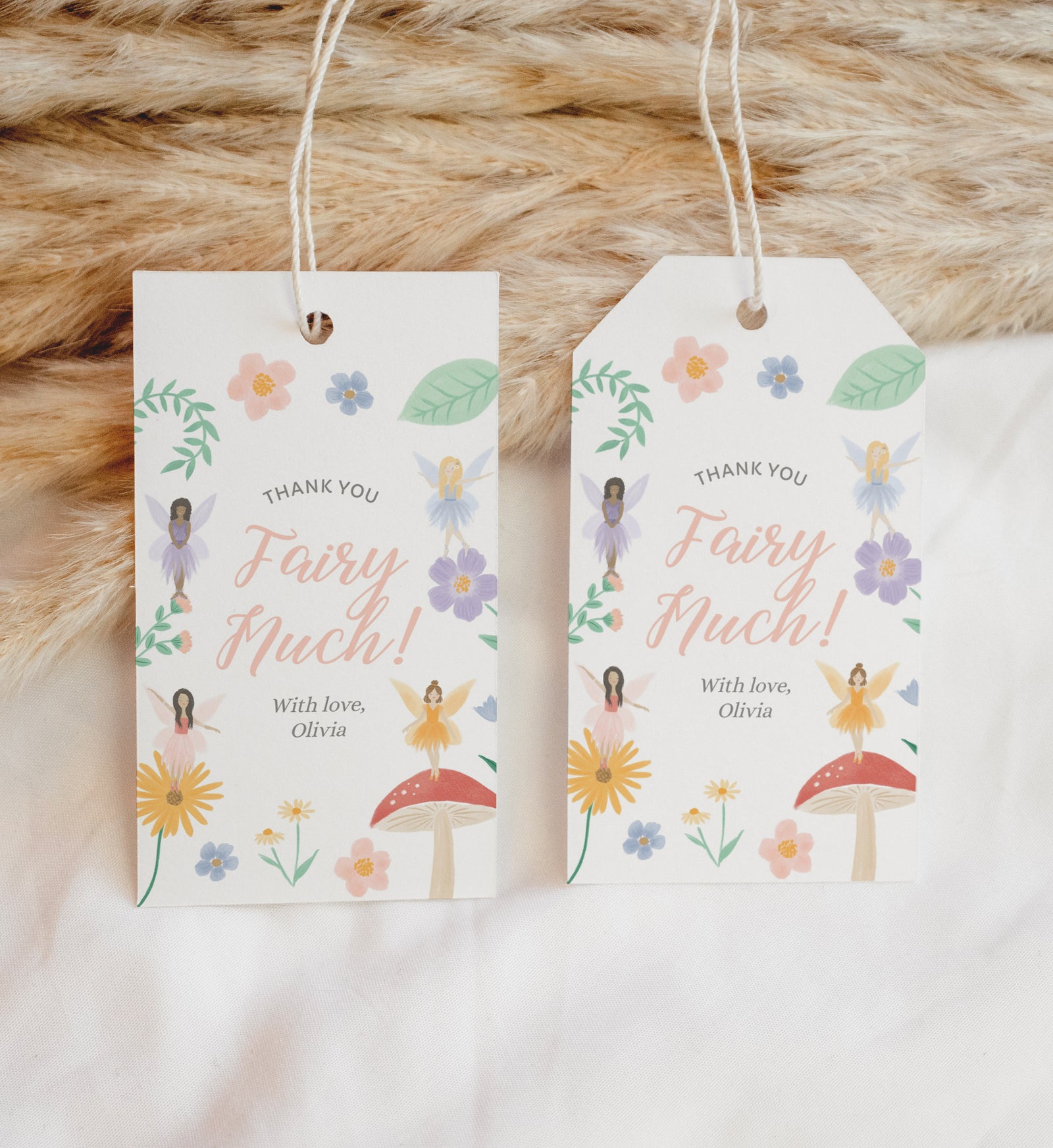 Editable Fairy Birthday Favor Tag Template