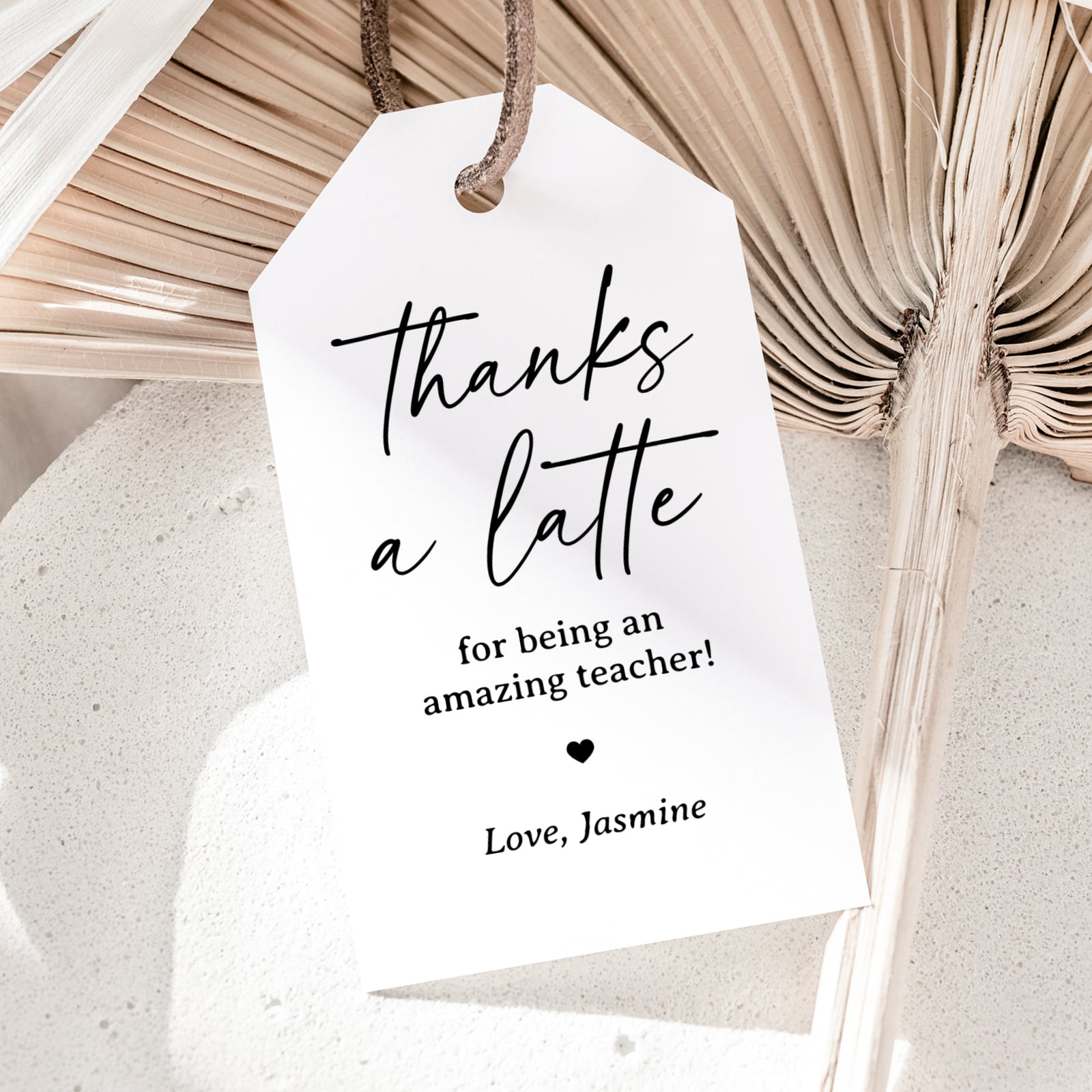 Minimalist Thanks a Latte Teacher Appreciation Tag Template