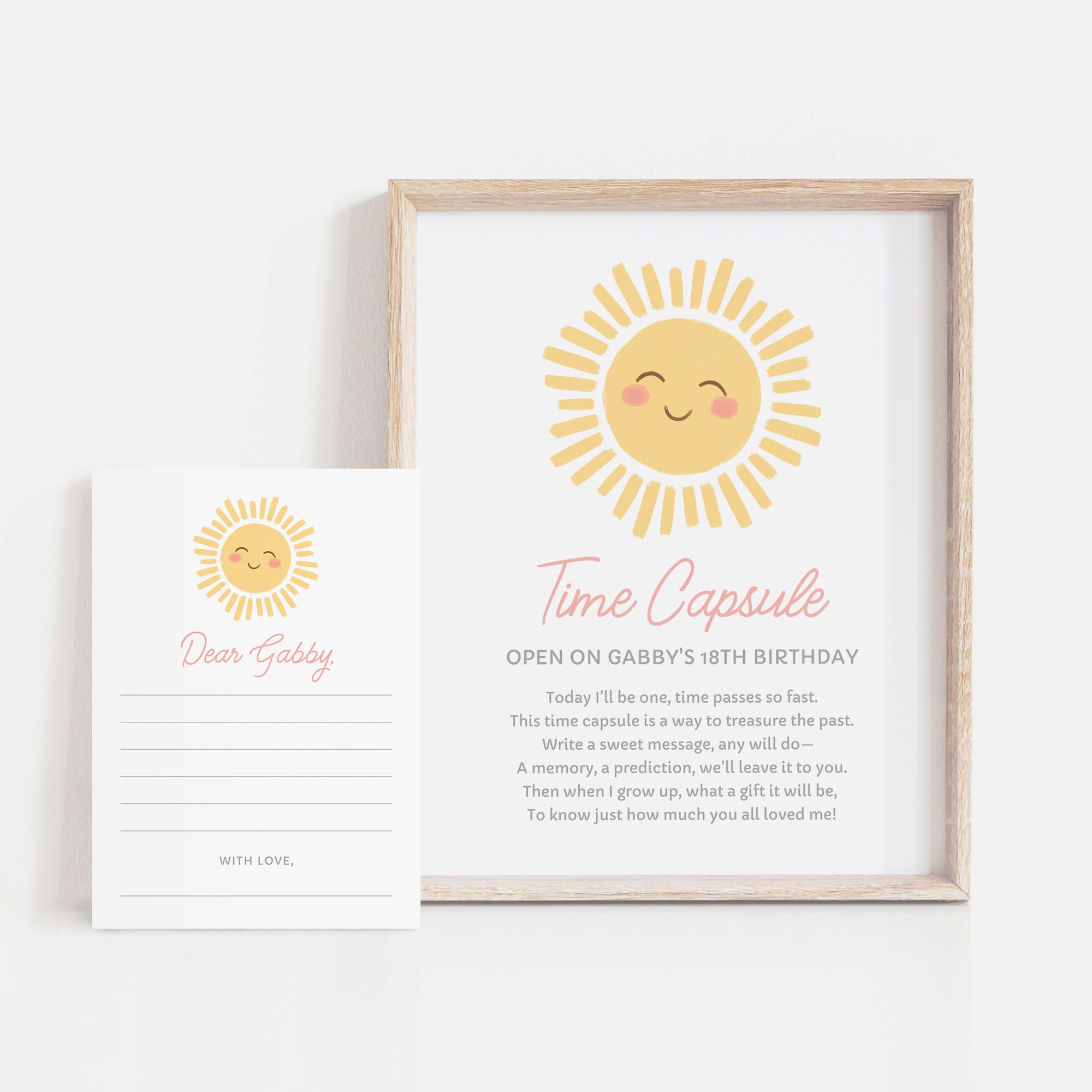 Editable Little Sunshine Birthday Time Capsule Template