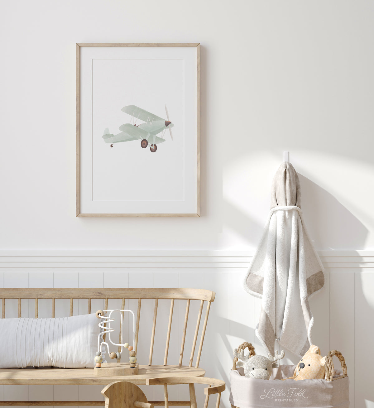 Green Biplane Print (Portrait)