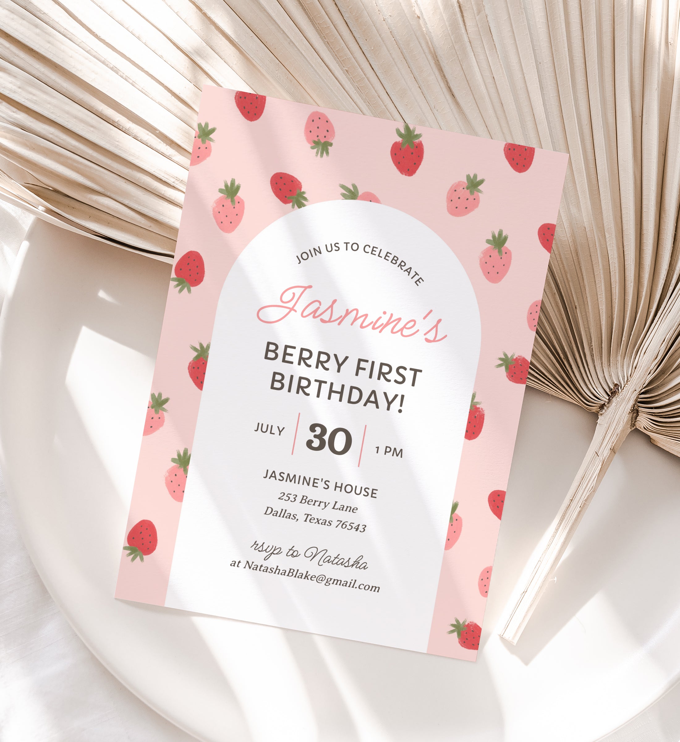 Editable Strawberry Birthday Party Invitation Template Little Folk