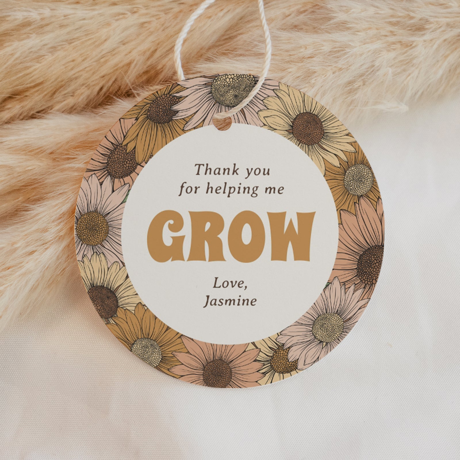 Thank You for Helping Me Grow Daisy Teacher Appreciation Tag Template