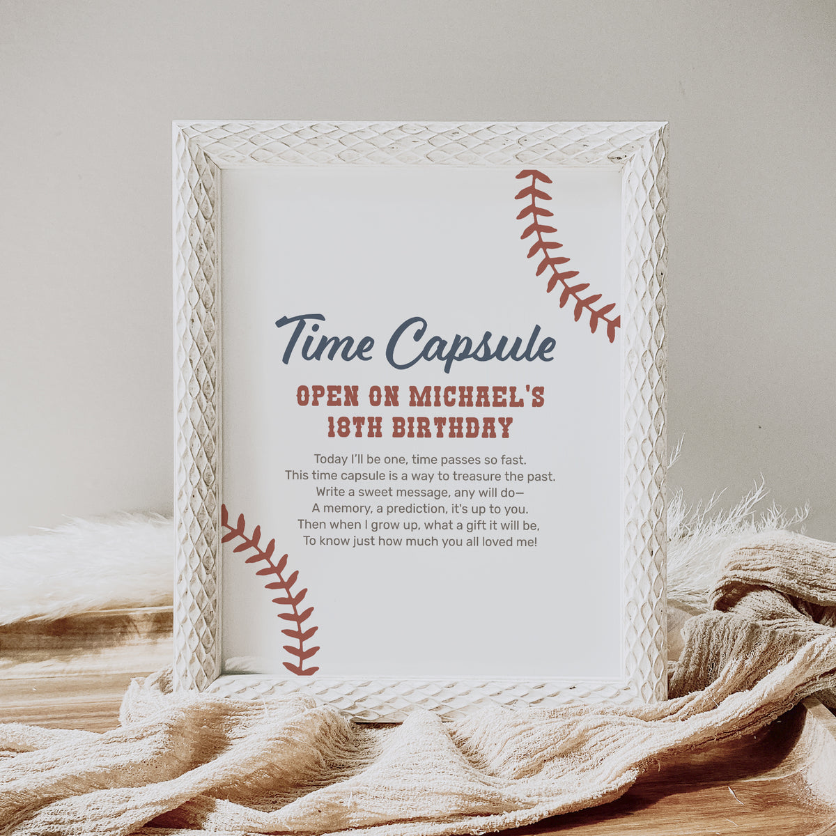 Editable Baseball Birthday Time Capsule Template
