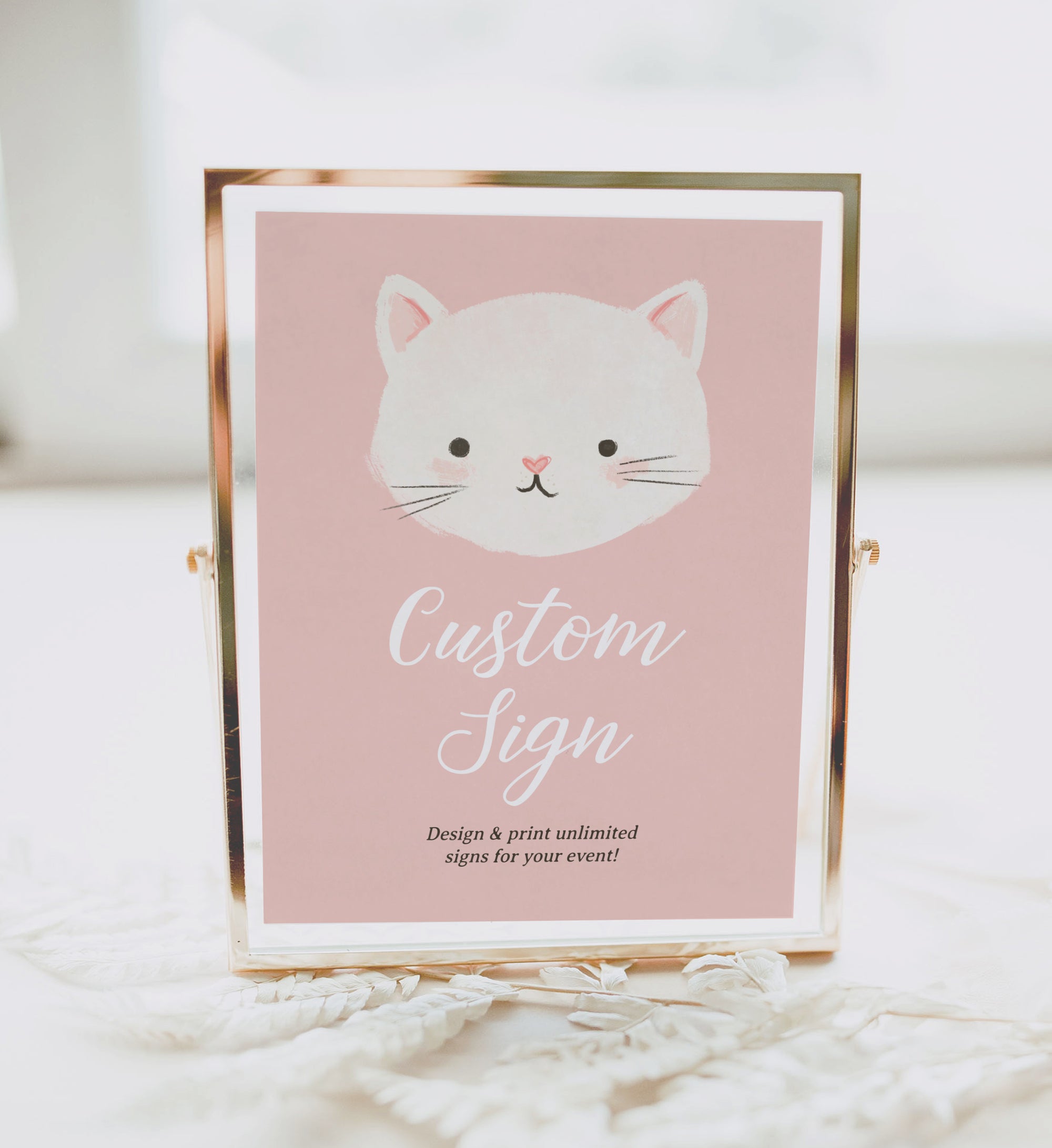 Editable Kitten Birthday Custom Sign Template