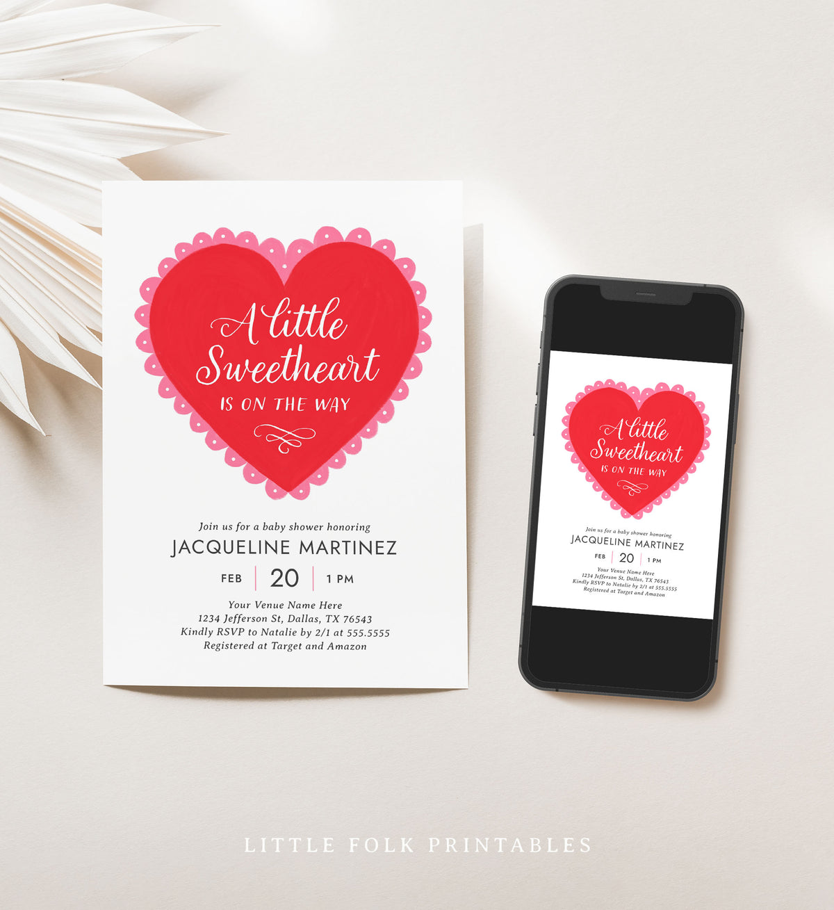Little Sweetheart Lace Heart Baby Shower Invitation