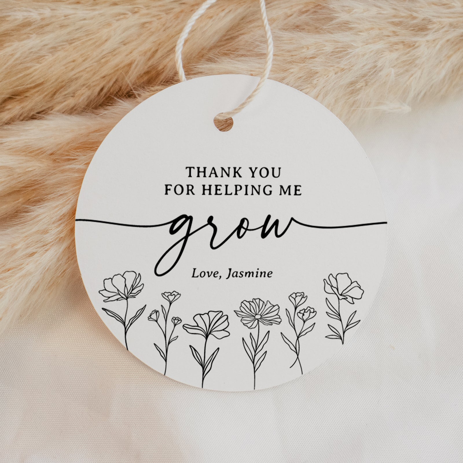 Thank You for Helping Me Grow Wildflower Teacher Appreciation Tag Template