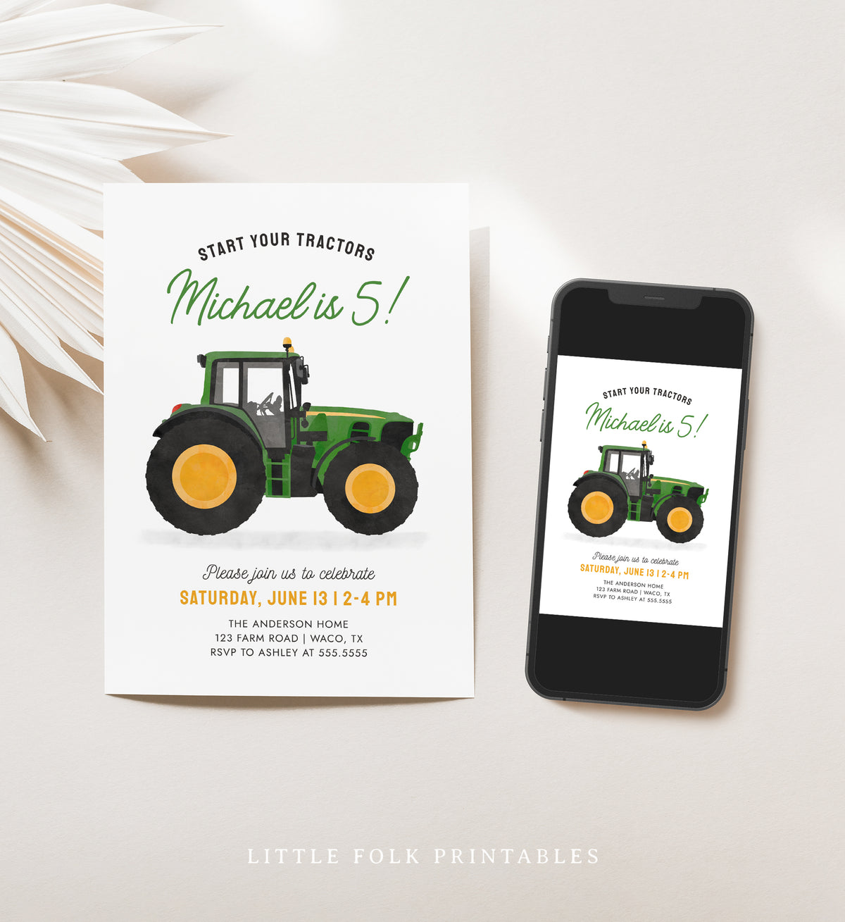 Tractor Birthday Invitation Template
