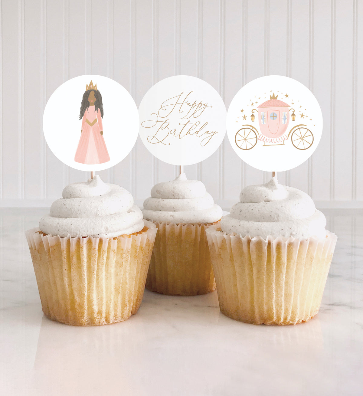 Printable Princess Birthday Cupcake Toppers
