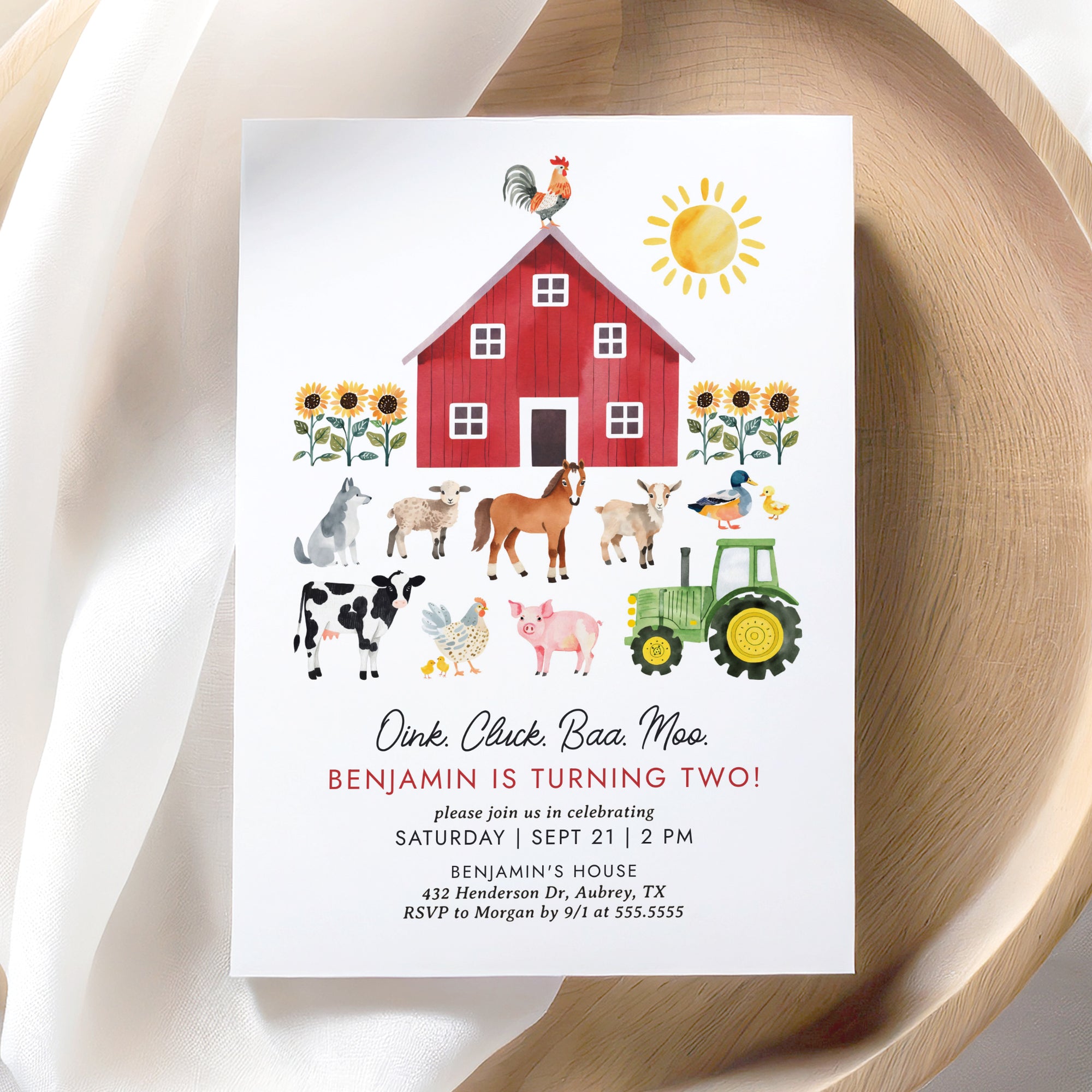 Editable Farm Animals Birthday Invitation Template