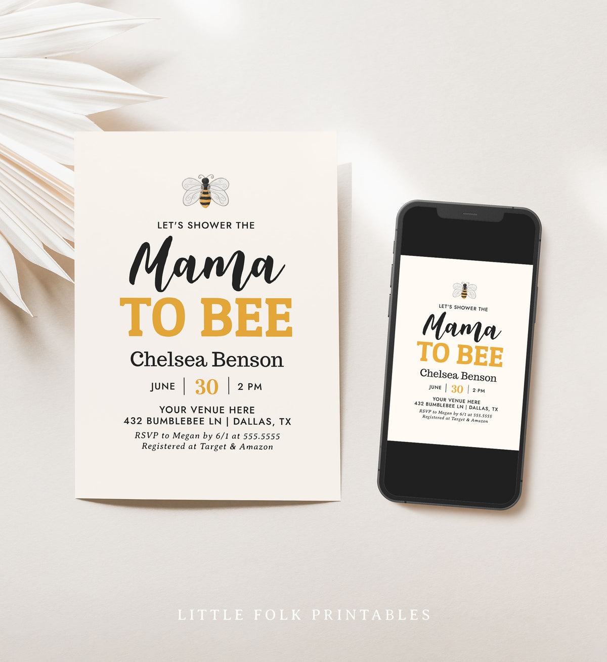 Mama to Bee Baby Shower Invitation