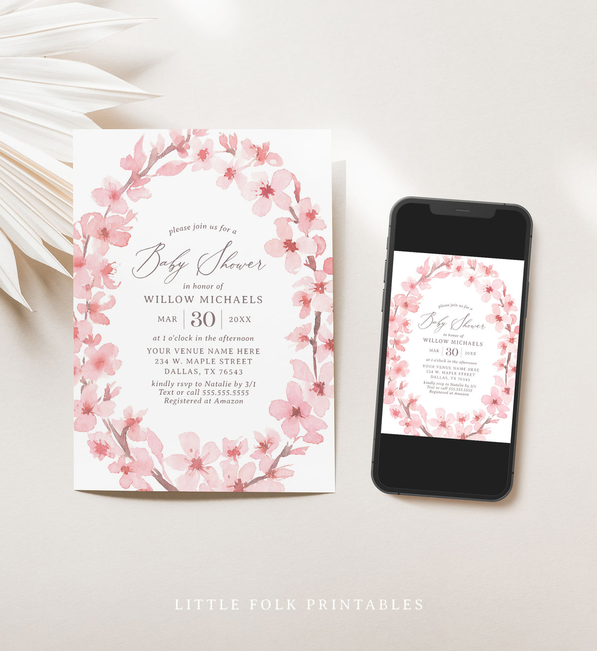 Cherry Blossom Baby Shower Invitation