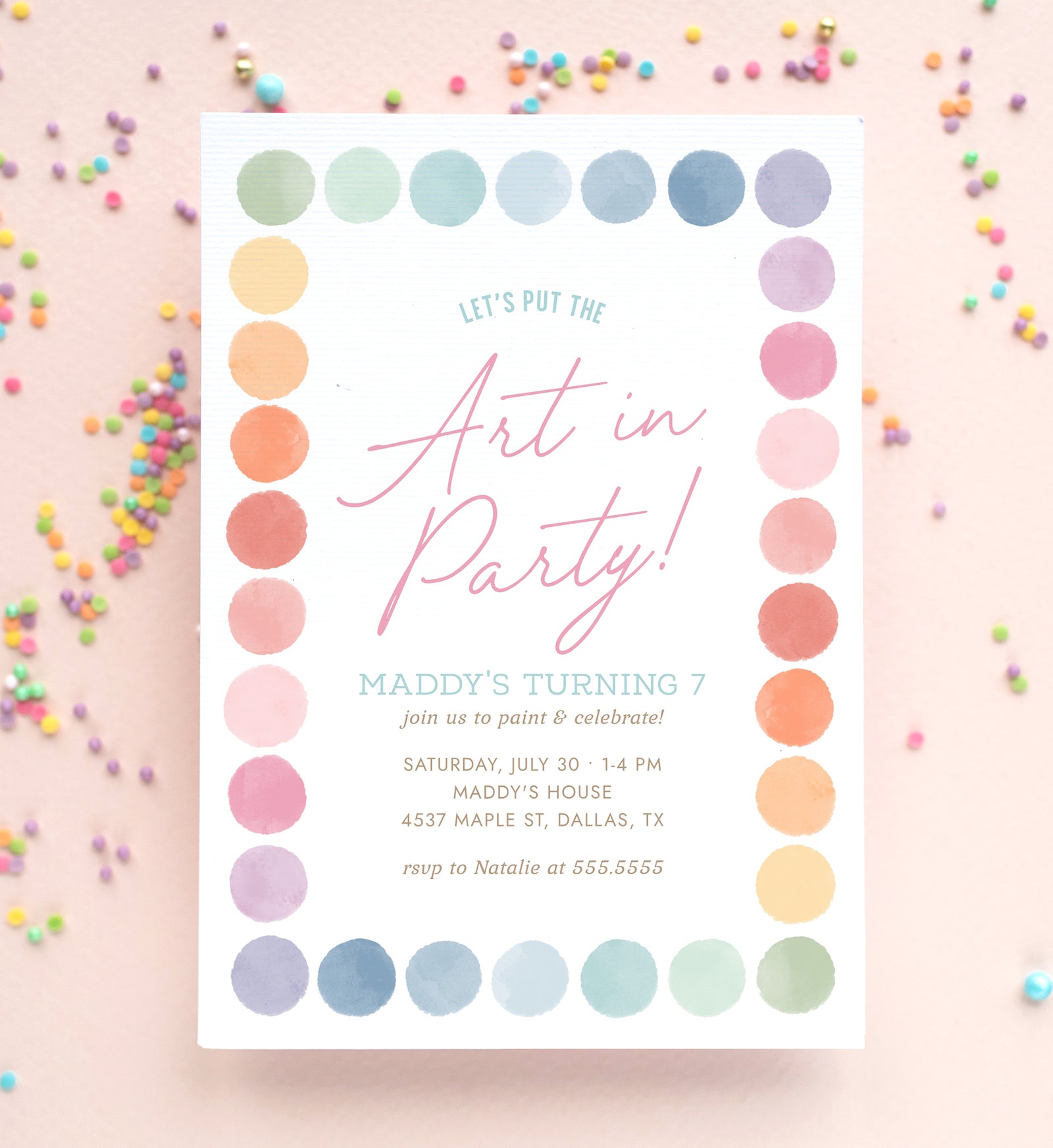Editable Art Birthday Party Invitation Template