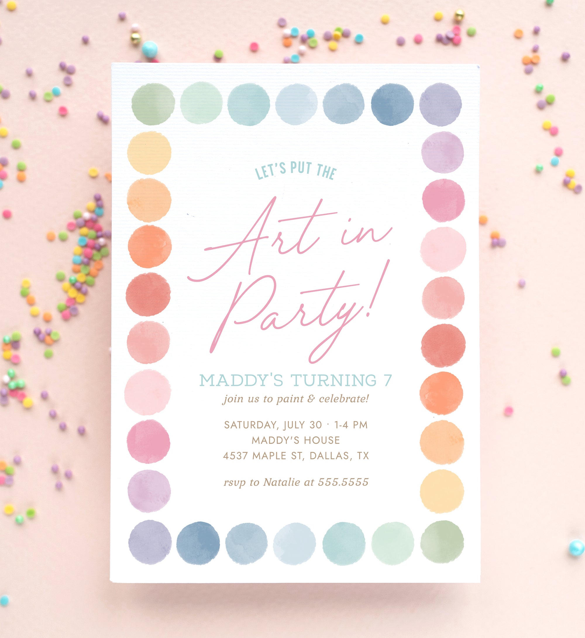 Editable Art Birthday Party Invitation Template