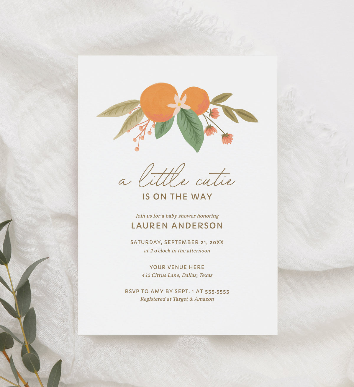 A Little Cutie is on the Way Baby Shower Invitation Template No. 2