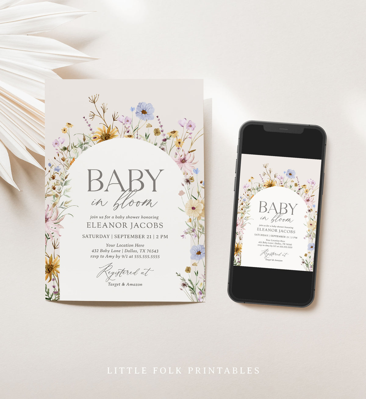 Editable Wildflower Baby in Bloom Baby Shower Invitation Template