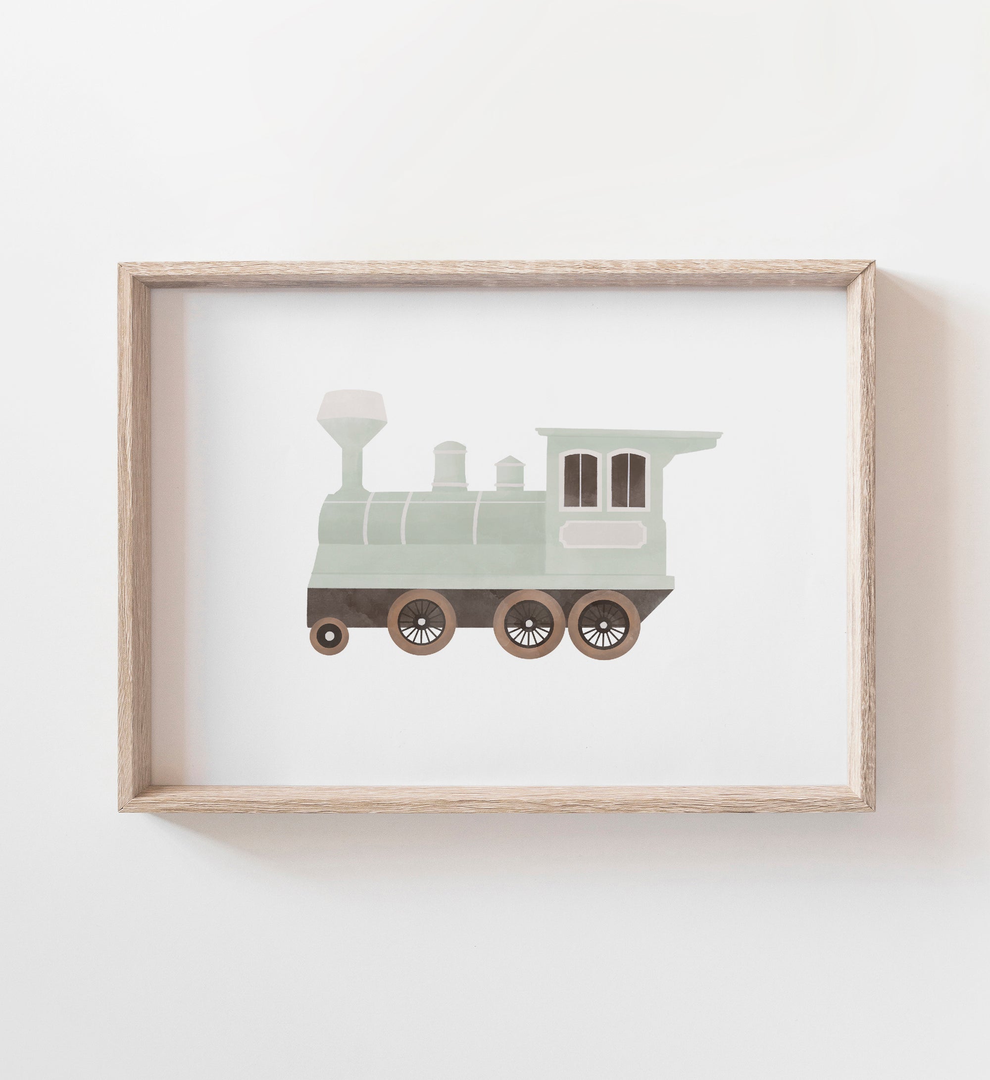 Green Train Engine Print (Landscape)