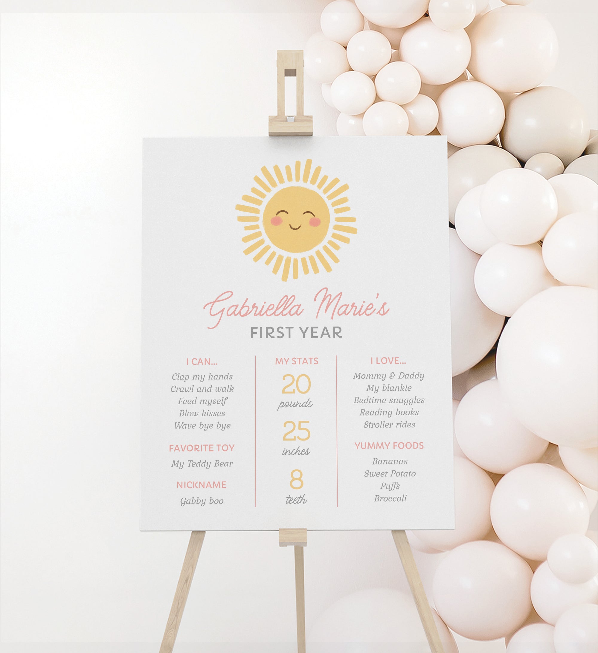 Editable Little Sunshine Birthday Milestone Sign Template