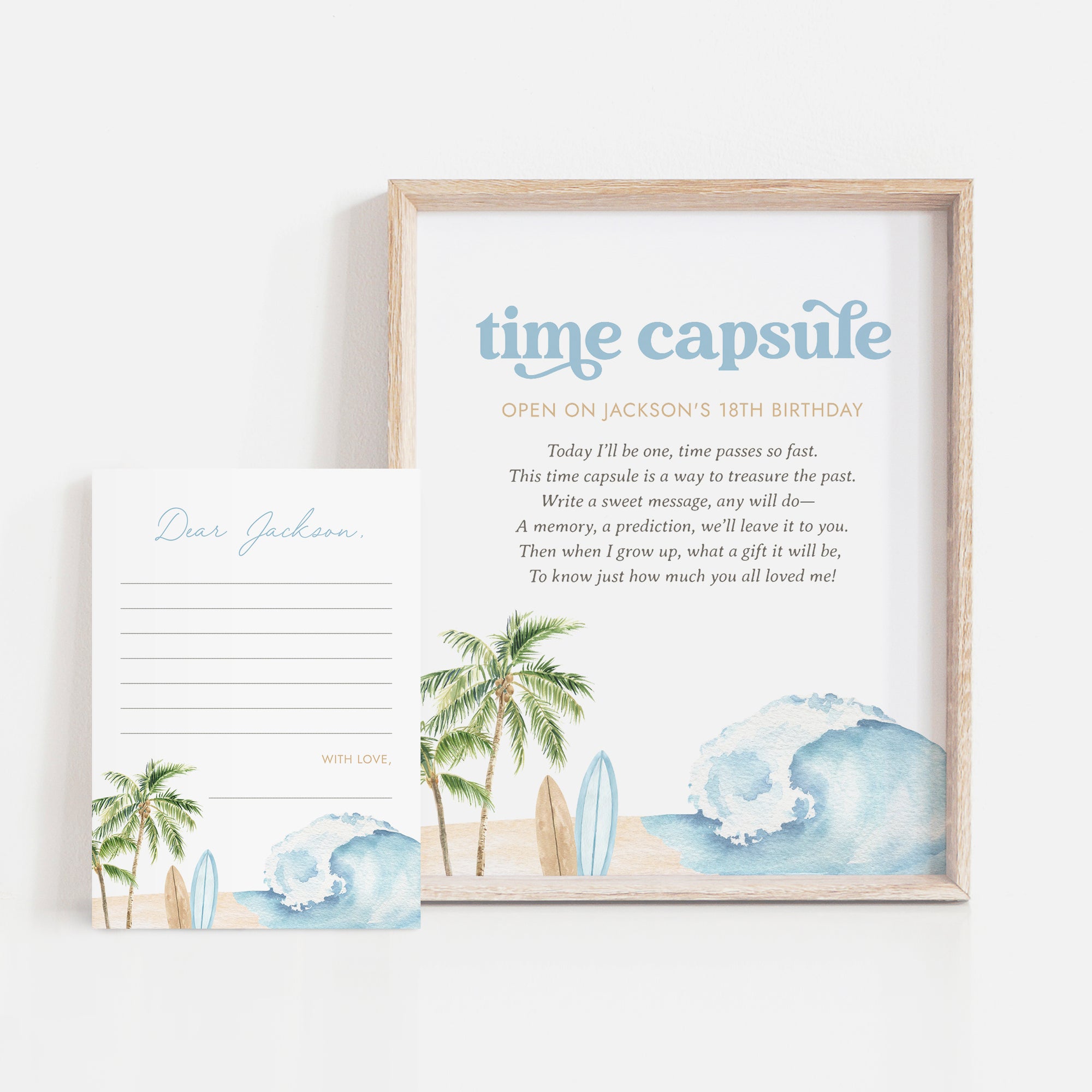 Editable Surf Birthday Time Capsule Template