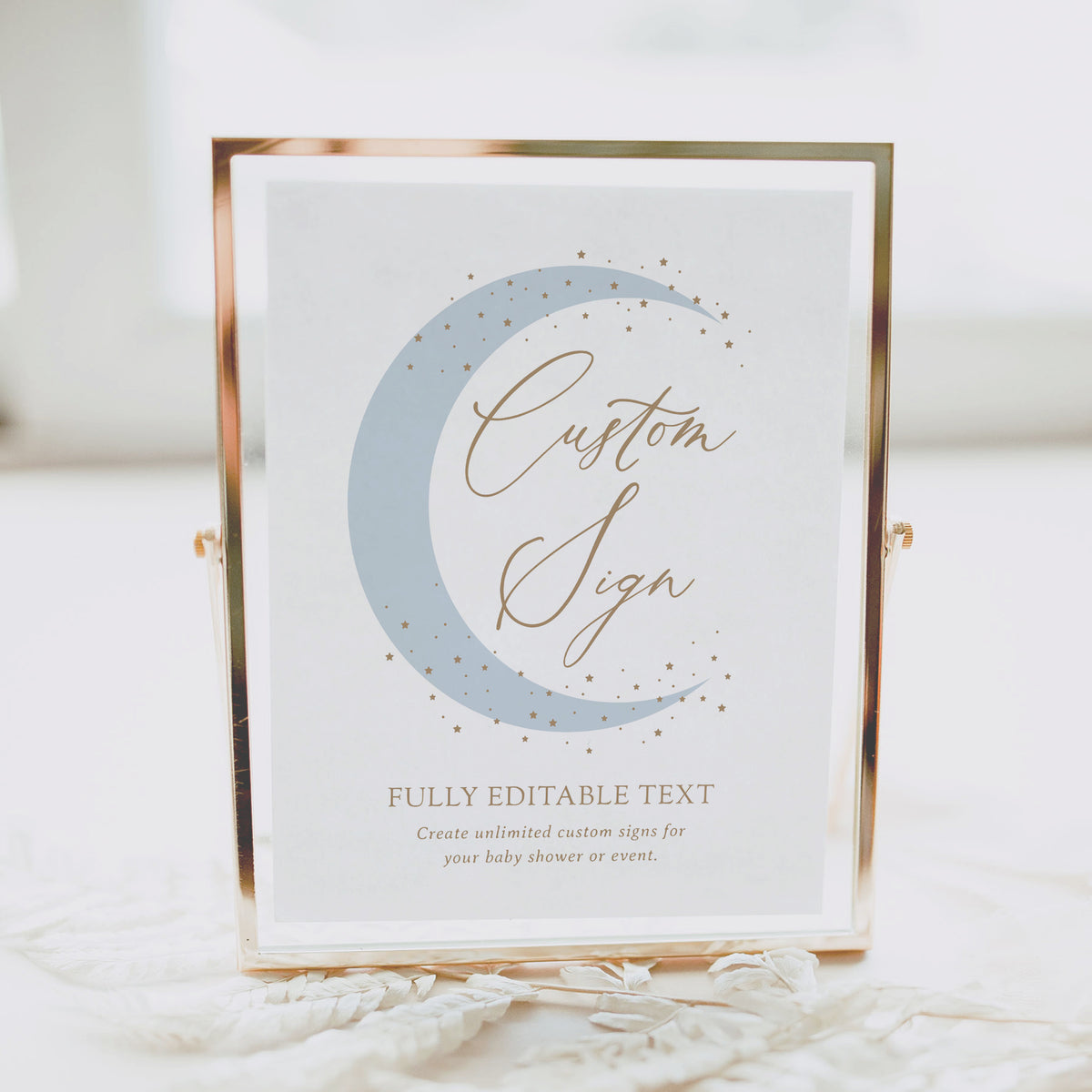Editable Blue Moon Baby Shower Custom Sign Template