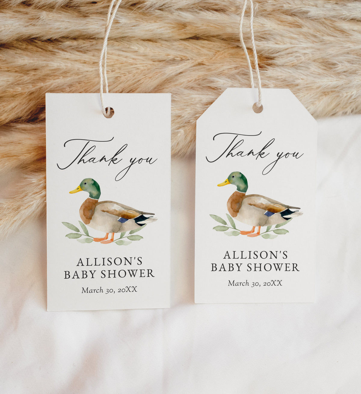 Editable Duck Baby Shower Favor Tag Template