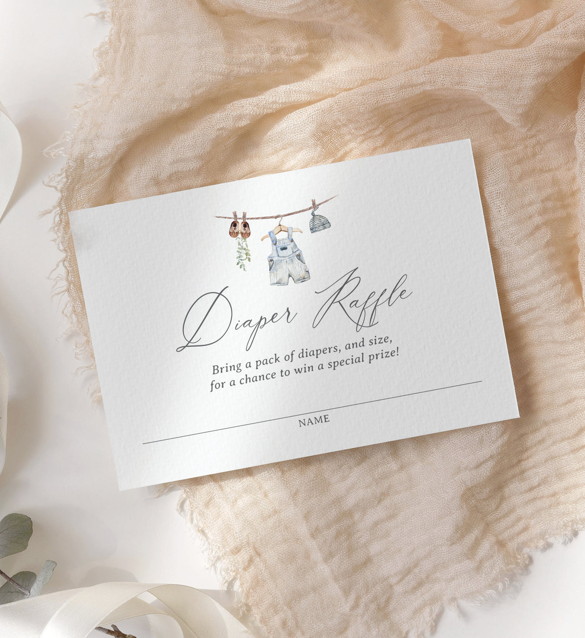 Boy Baby Clothes Diaper Raffle Ticket Template