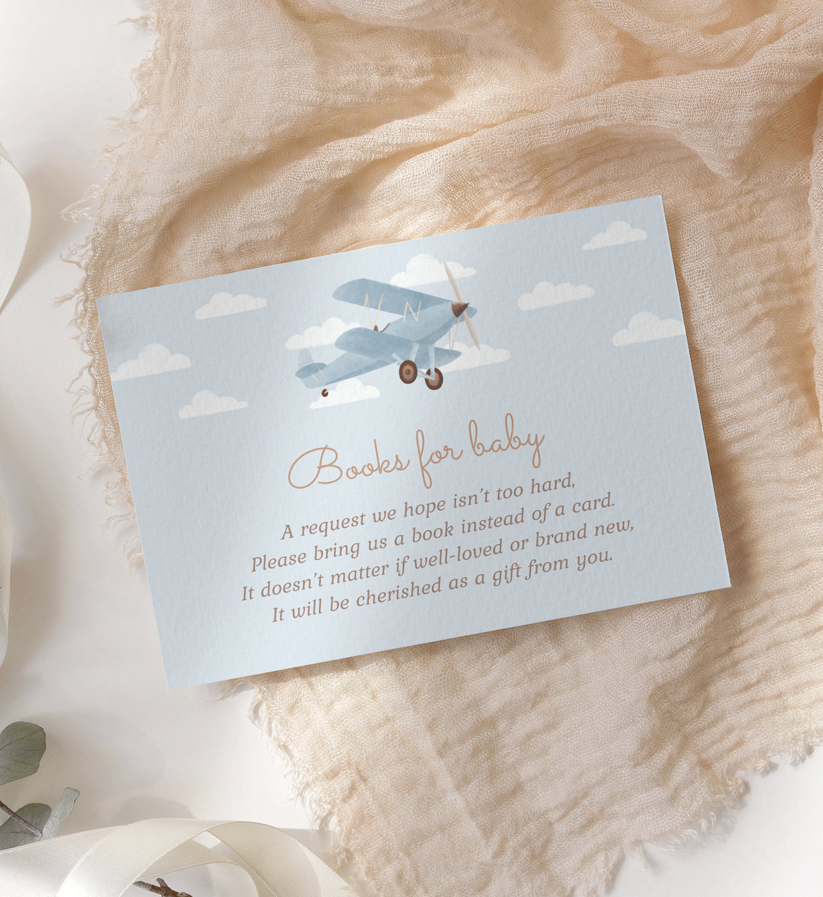 Editable Airplane Baby Shower Invitation Suite Template - Set of 3