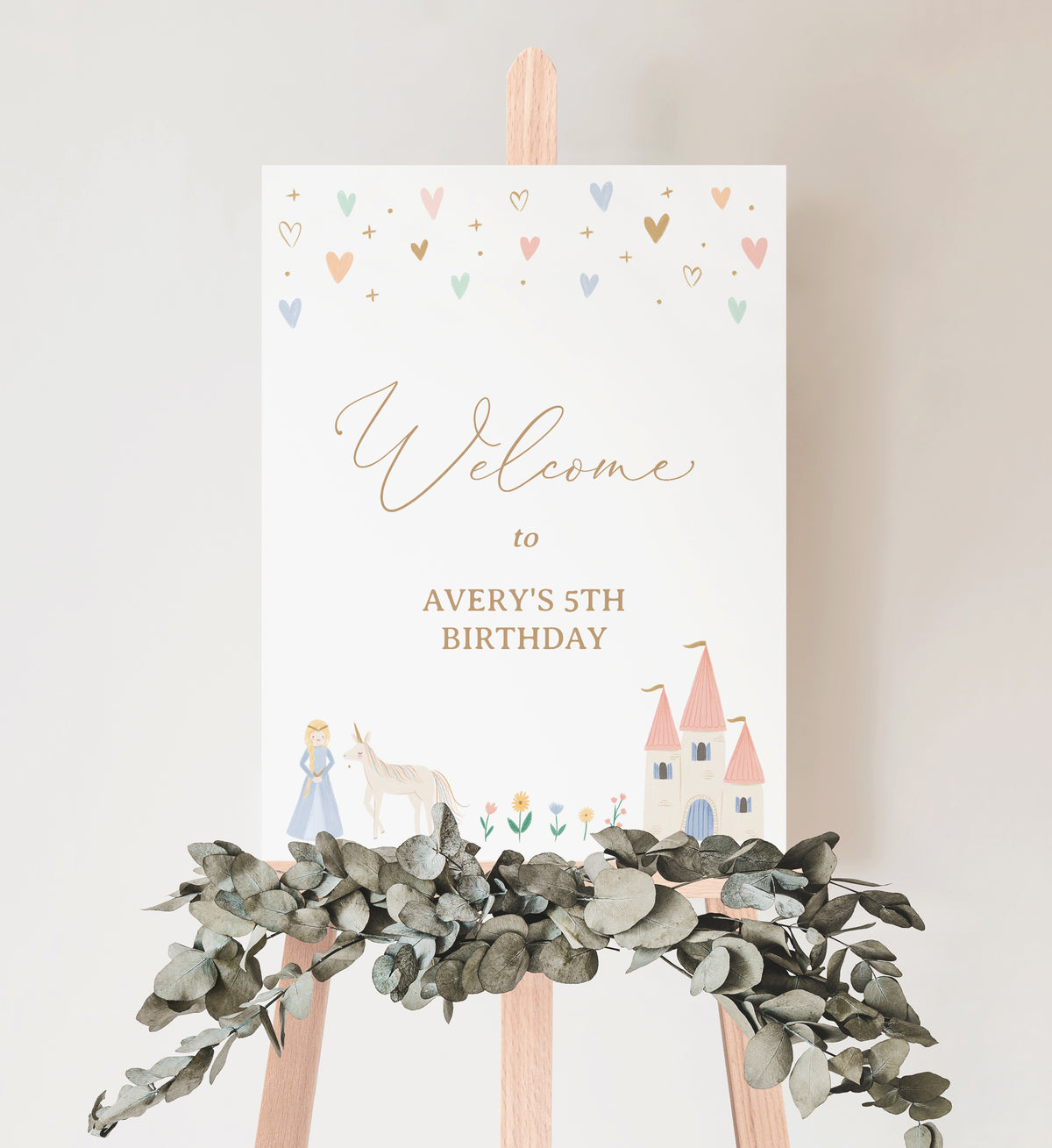 Editable Princess Birthday Welcome Sign Template