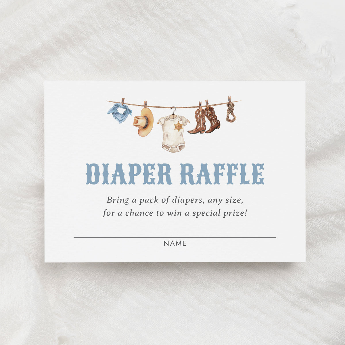 Editable Cowboy Diaper Raffle Ticket