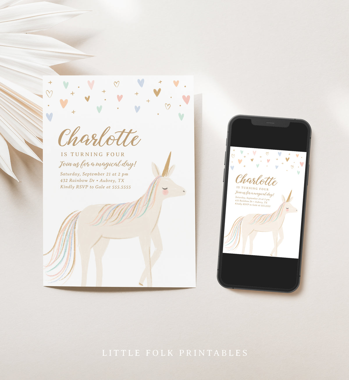 Editable Magical Unicorn Birthday Party Invitation Template