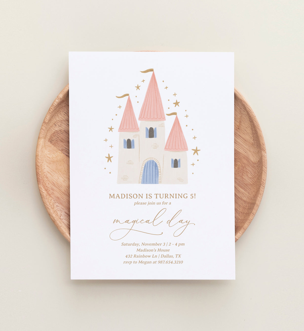 Editable Princess Castle Birthday Party Invitation Template