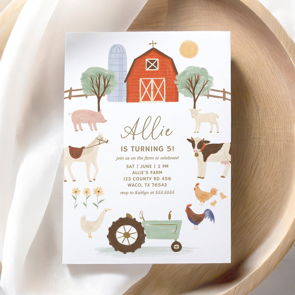 Editable Farm Birthday Party Invitation Template