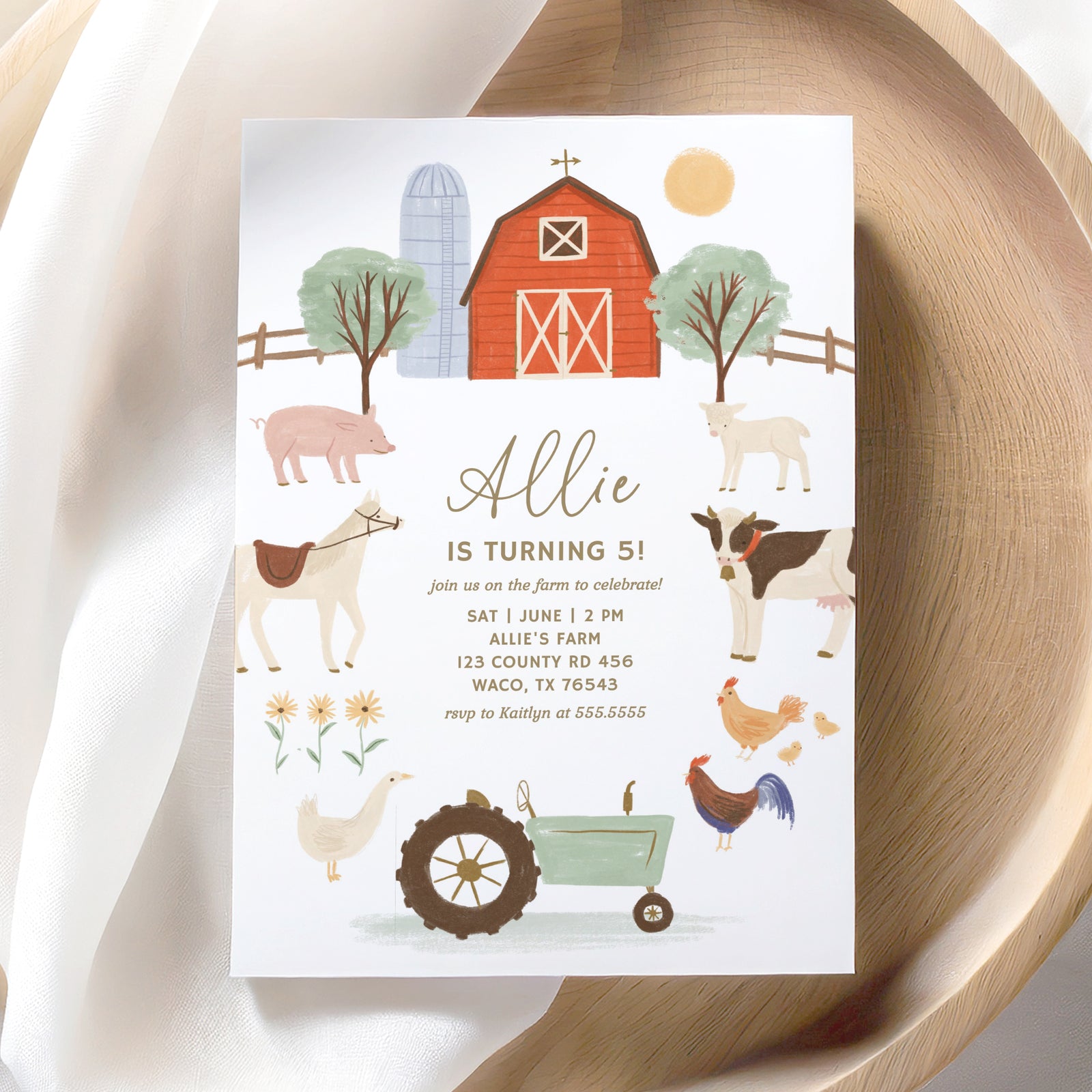 Editable Farm Birthday Party Invitation Template