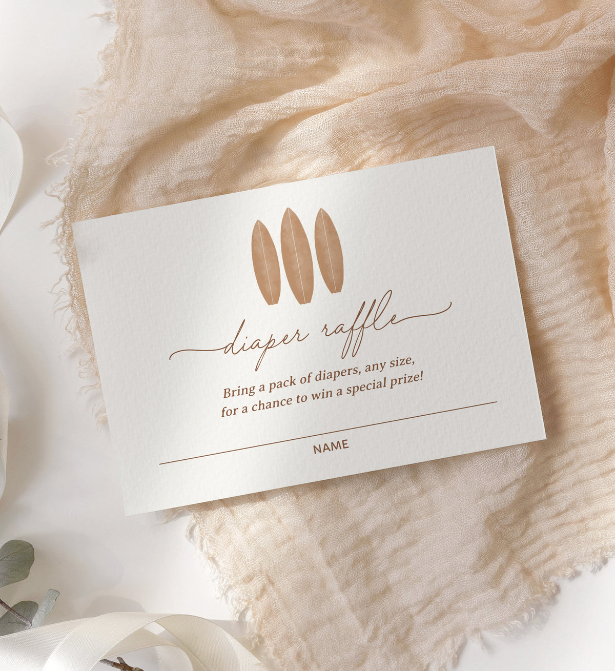 Neutral Baby on Board Baby Shower Diaper Raffle Ticket Template