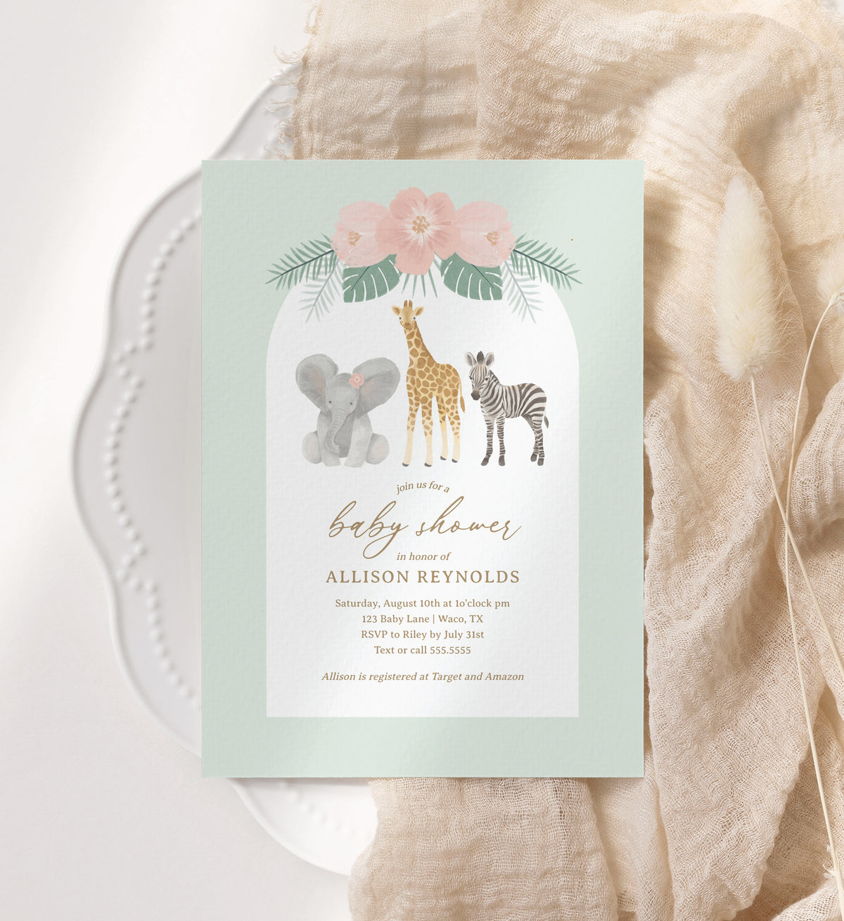 Safari Babies Baby Shower Invitation Template