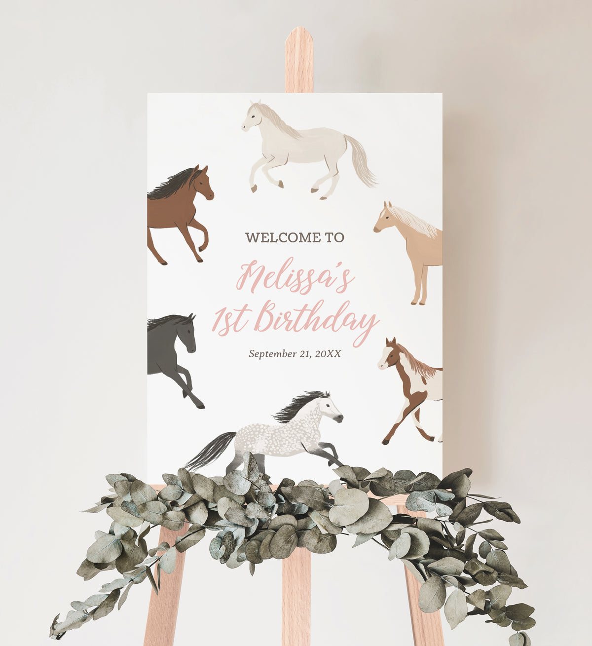 Editable Horse Birthday Welcome Sign Template