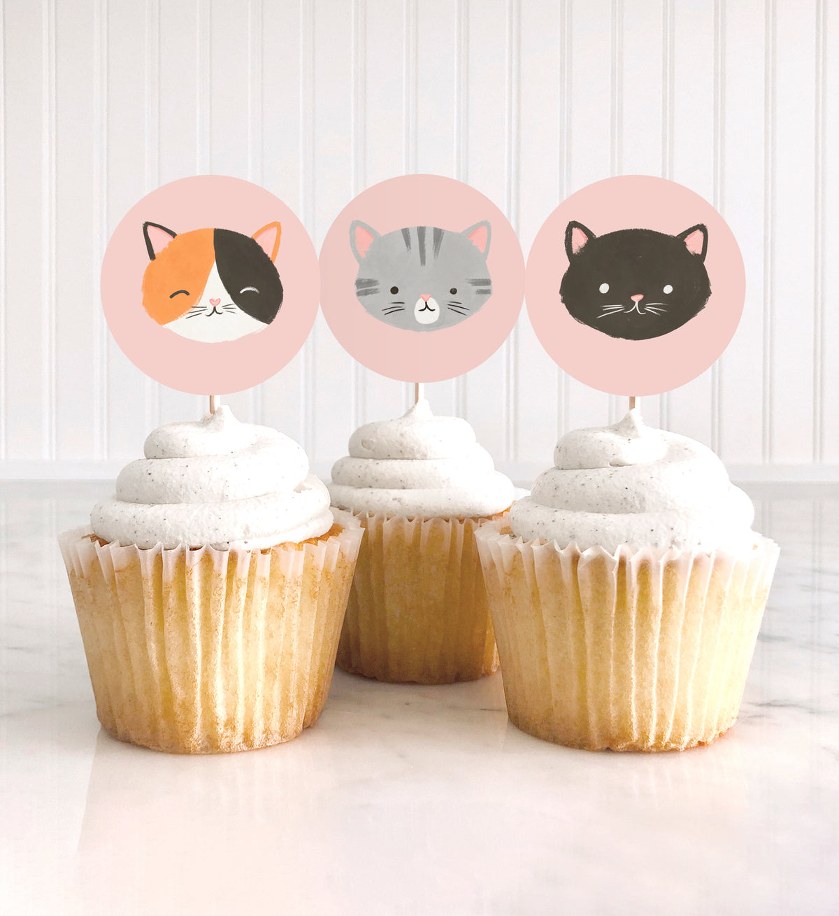 Printable Kitten Birthday Cupcake Toppers