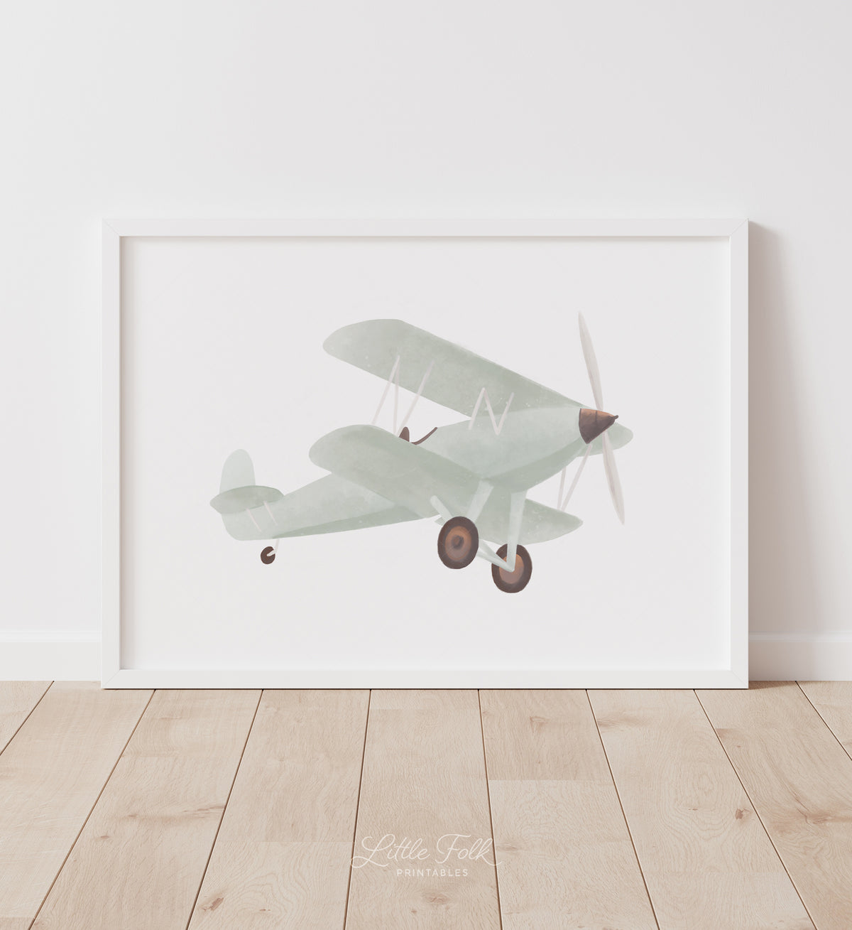 Green Biplane Print (Landscape)
