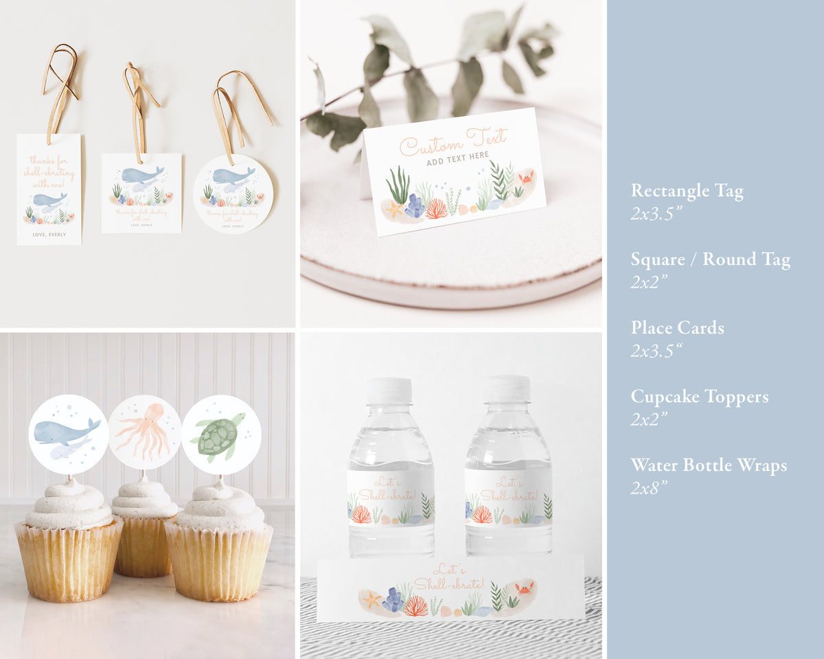 Editable Under the Sea Any Age Birthday Bundle