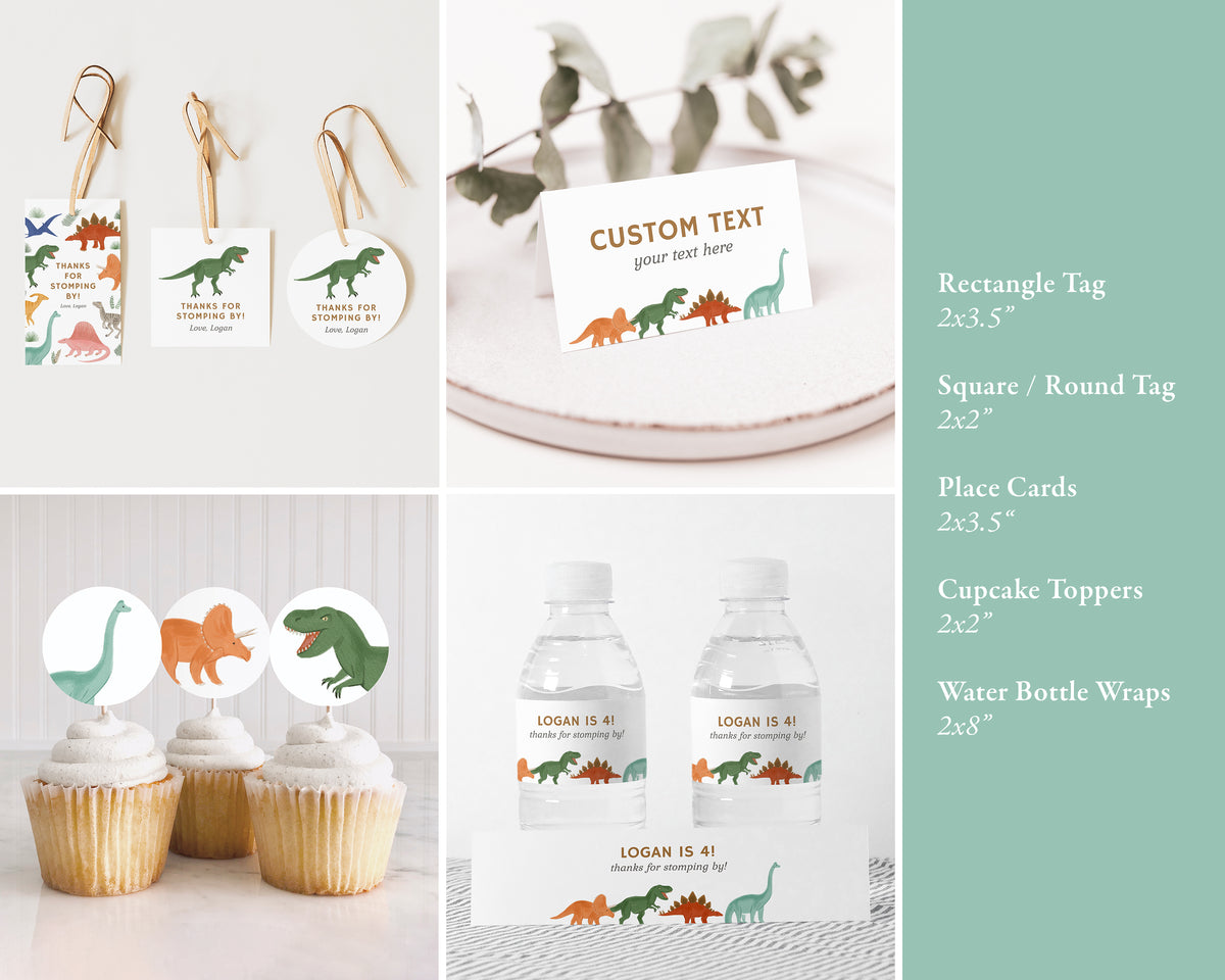 Editable Dinosaur Any Age Birthday Bundle