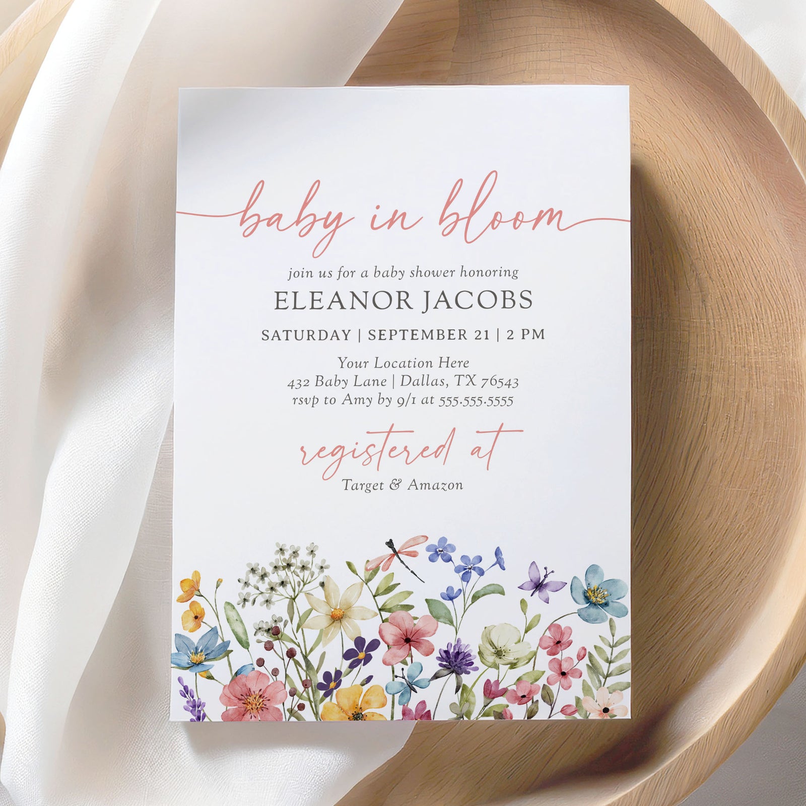 Baby in Bloom Wildflower Baby Shower Invitation
