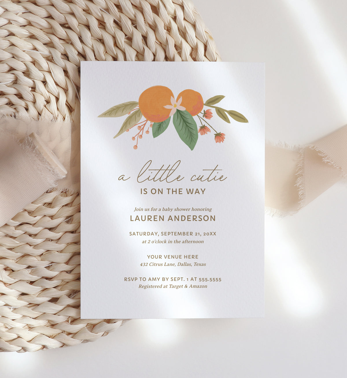 A Little Cutie is on the Way Baby Shower Invitation Template No. 2