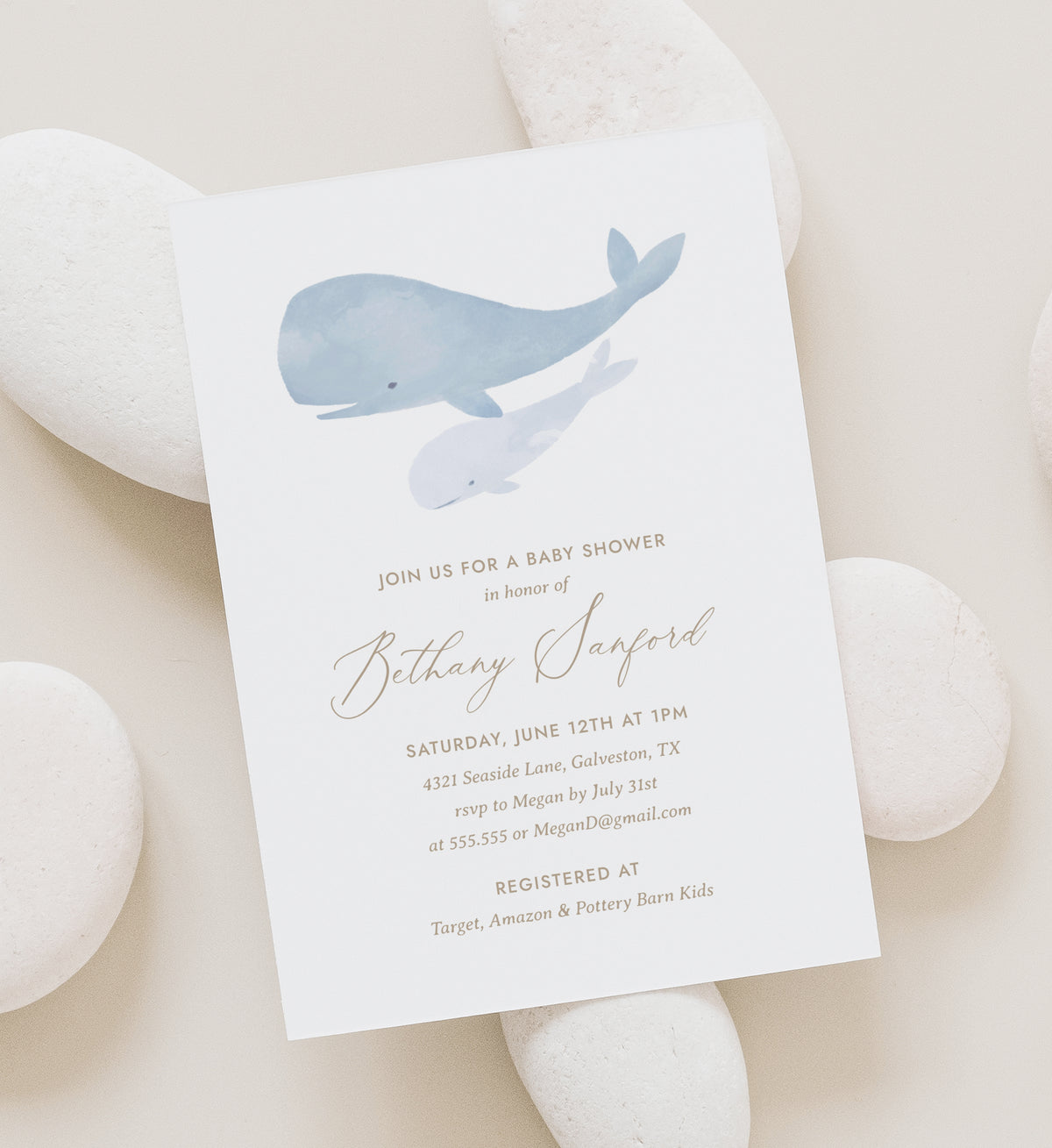 Editable Under the Sea Whale Baby Shower Invitation Template