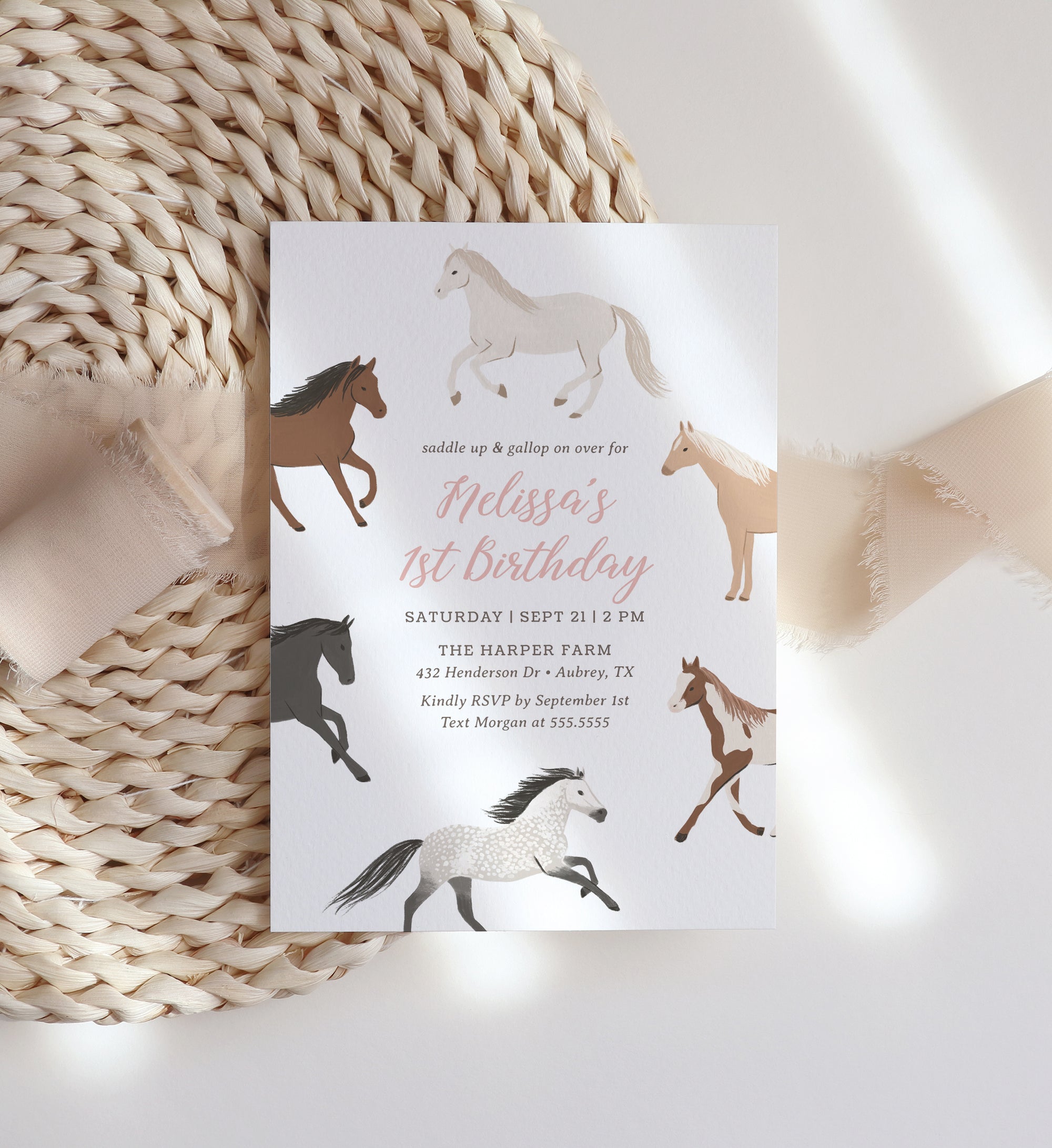 Editable Horse Birthday Party Invitation Template