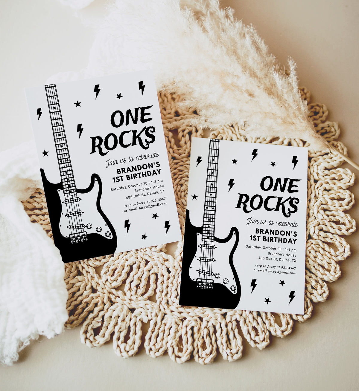 Editable One Rocks Birthday Invitation Template