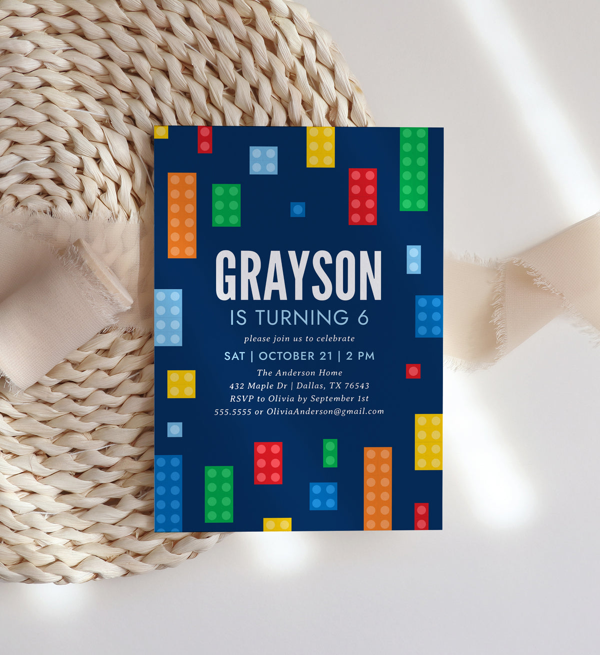 Editable Building Block Birthday Invitation