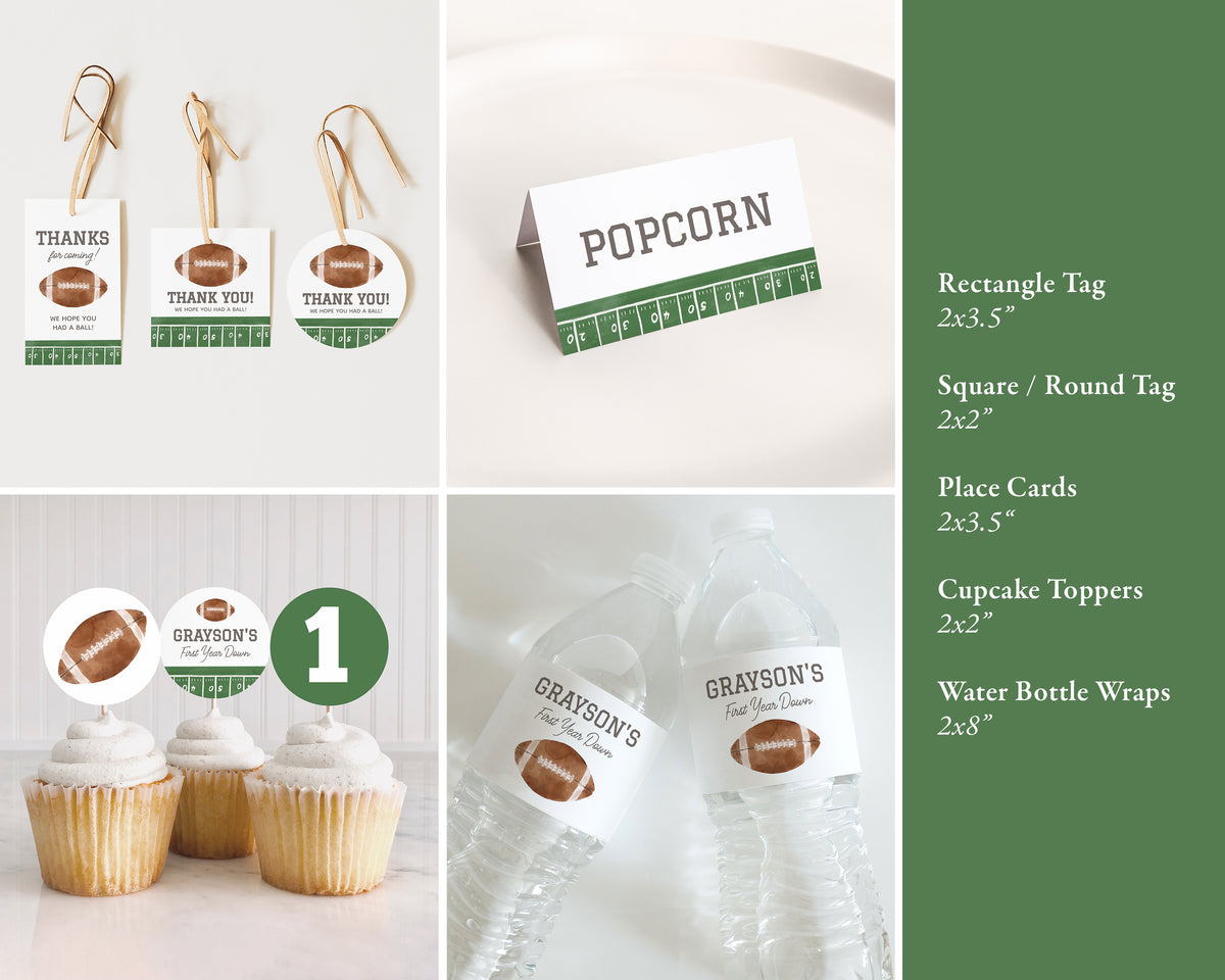 Editable Football 1st Birthday Bundle