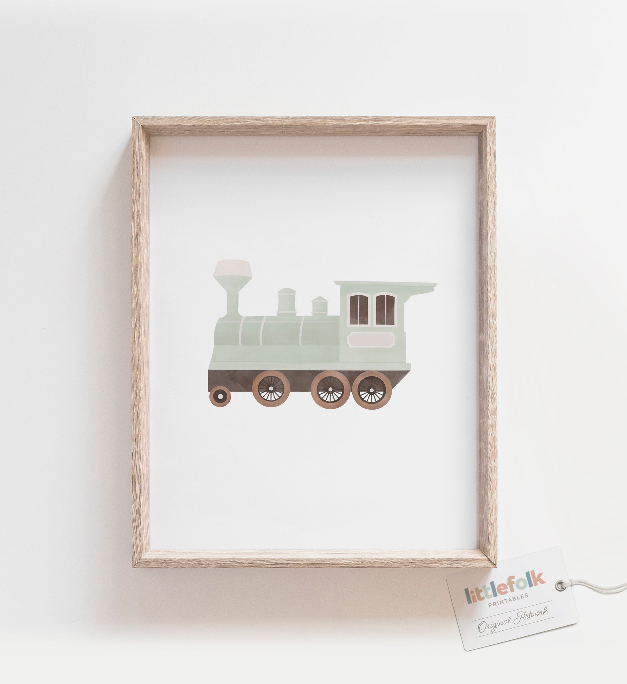 Green Train Engine Print (Portrait)