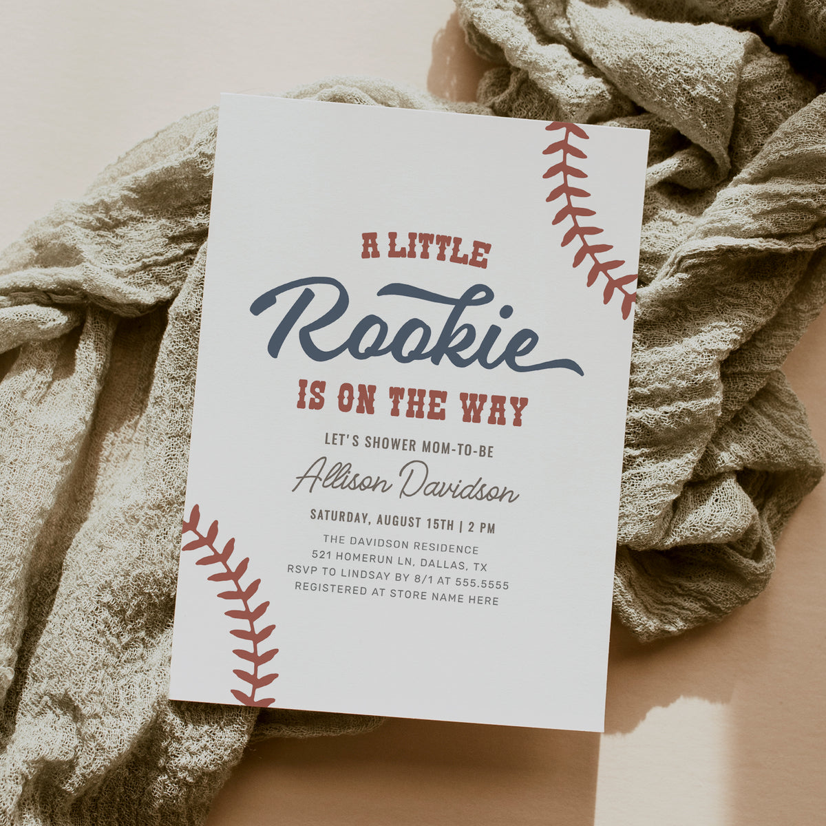 Editable Baseball Baby Shower Invitation Template
