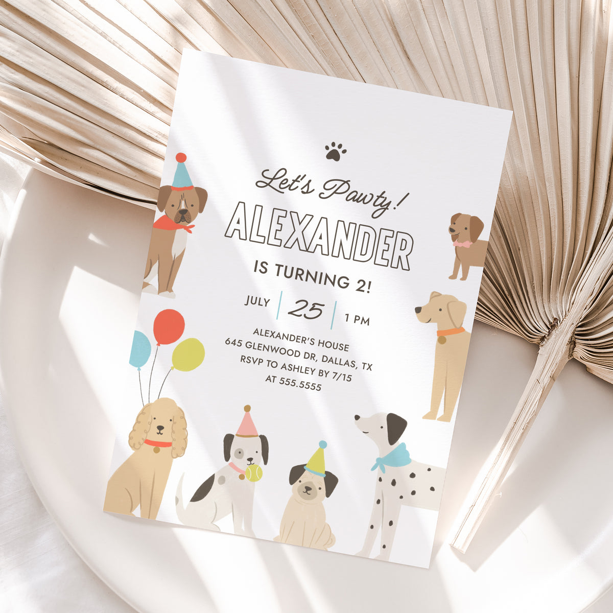 Editable Dog Birthday Party Invitation Template