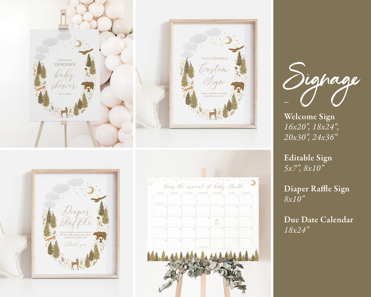 Editable Woodland Baby Shower Invitation Bundle